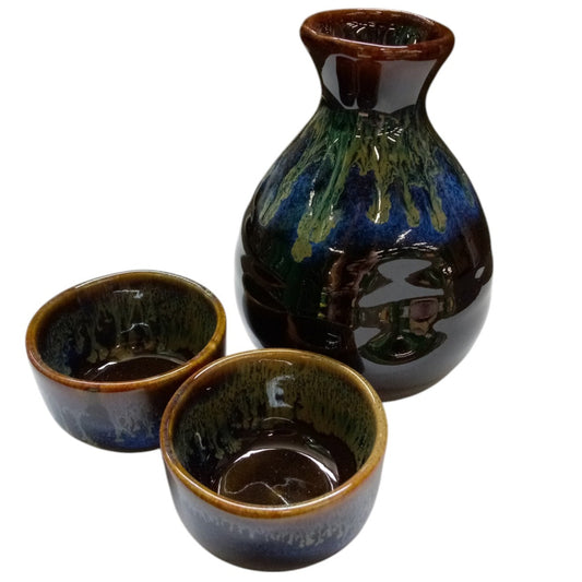 黒青金流し酒器セット