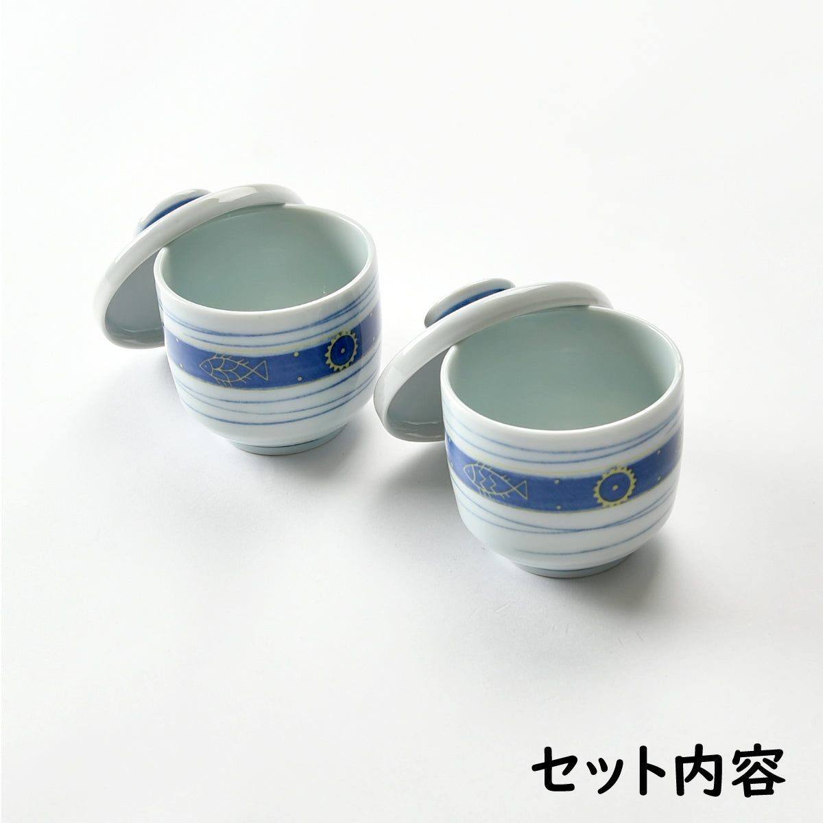 お魚柄の可愛いむし碗2個セット