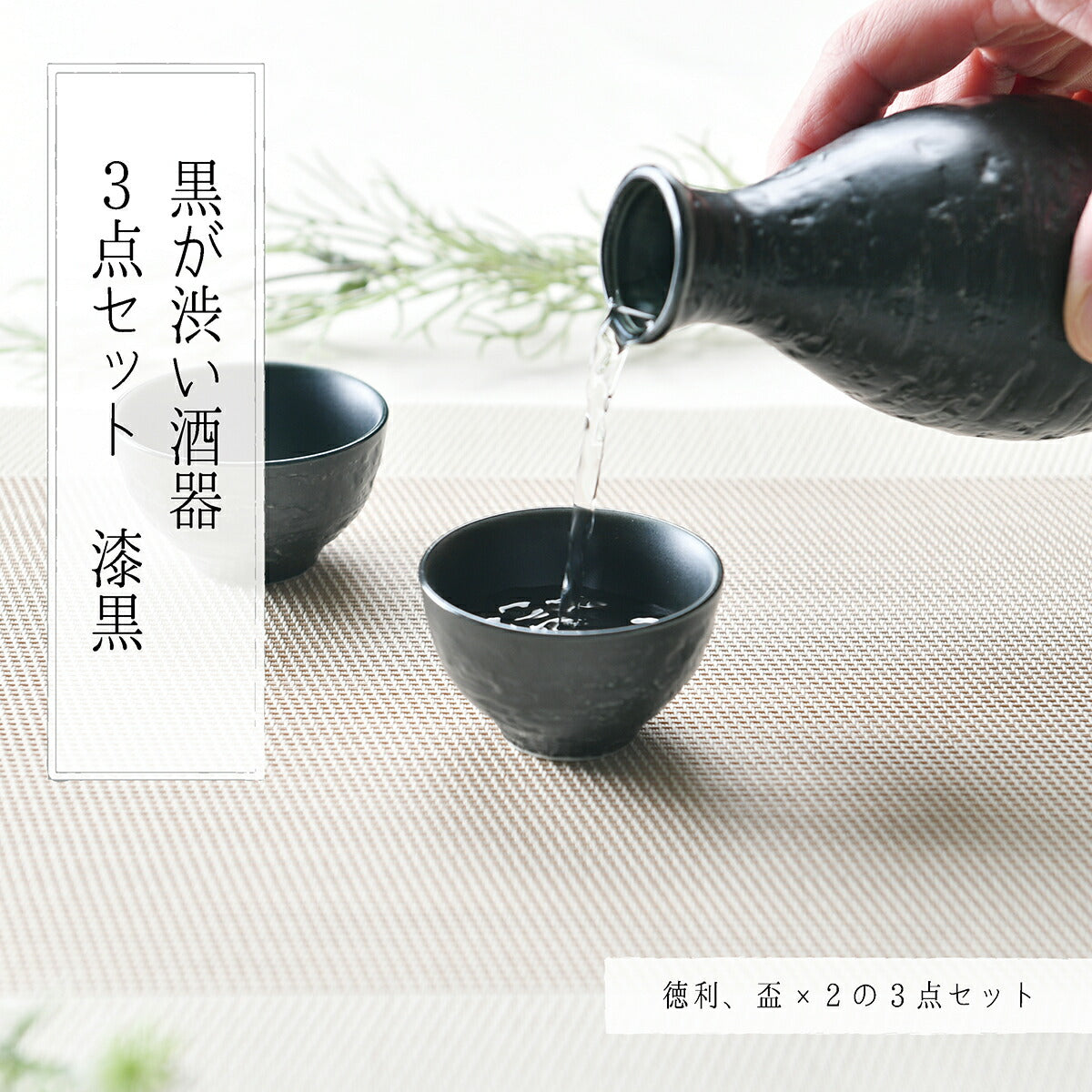 黒が渋い酒器3点セット 漆黒