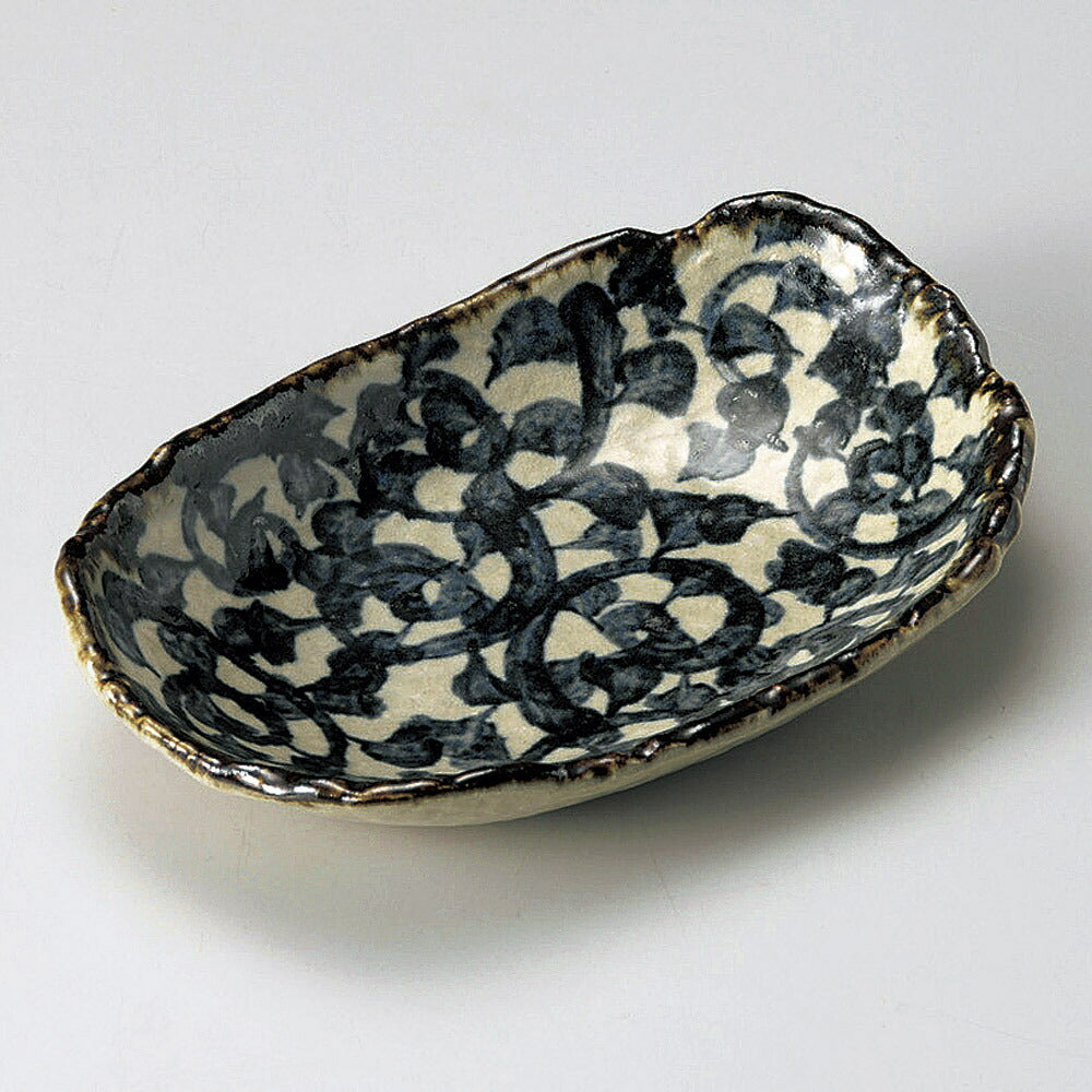 楕円皿 唐草煮物皿 [ 22 x 14.5 x 4.5cm ] | オーバルプレート 楕円皿