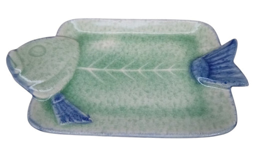 御深井魚型焼物皿 ［ 22 x 14.3 x 3.2cm ］