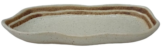 クリーム粉引ライン6.0変形串皿 [ 17.5×9.5×2.4cm ]