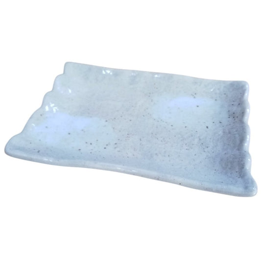 しのぎ長角小皿 グレー [15.5×11×2.5cm]