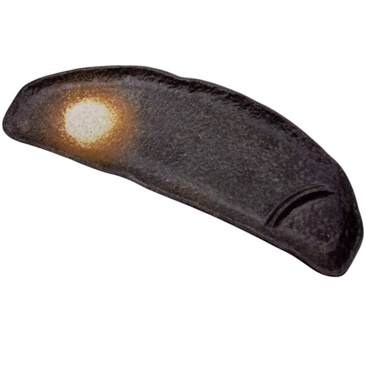 仕切皿 黒備前風半月多用皿仕切付 [31.8 x 12 x 2.4cm]