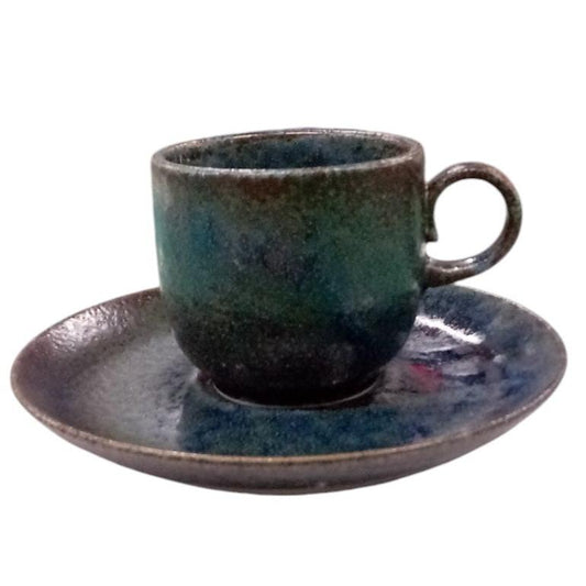 藍さびコーヒー碗皿 [碗:7.1×6.4cm･165cc 皿:14.7×2cm]