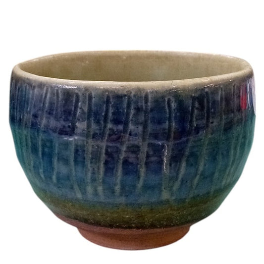 彫細十草ゆったり碗 [10 x 7.2cm]