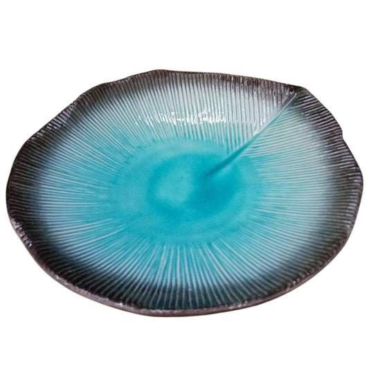 スカイ 葉型丸大皿 [ 25.5 x 23 x 4.3cm ]