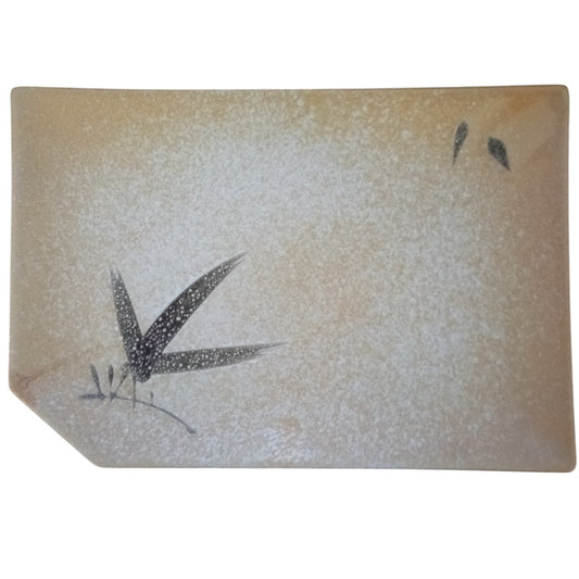 焼物皿 / 石焼織部笹長角8.0焼物皿 [ 21.3 x 14.6cm ]