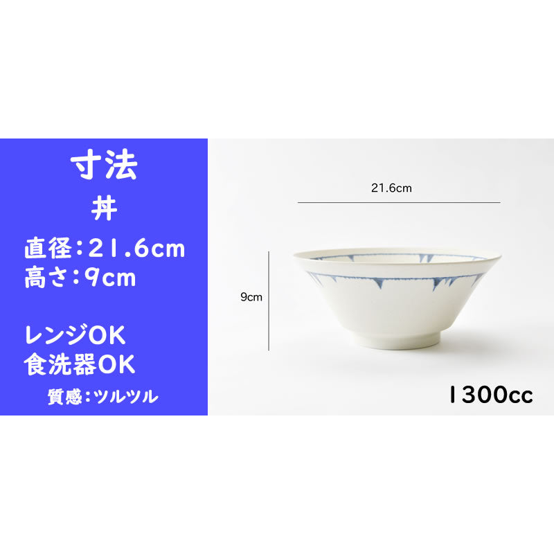 ブルーのアクセントカラーが綺麗な丼食器4点セット