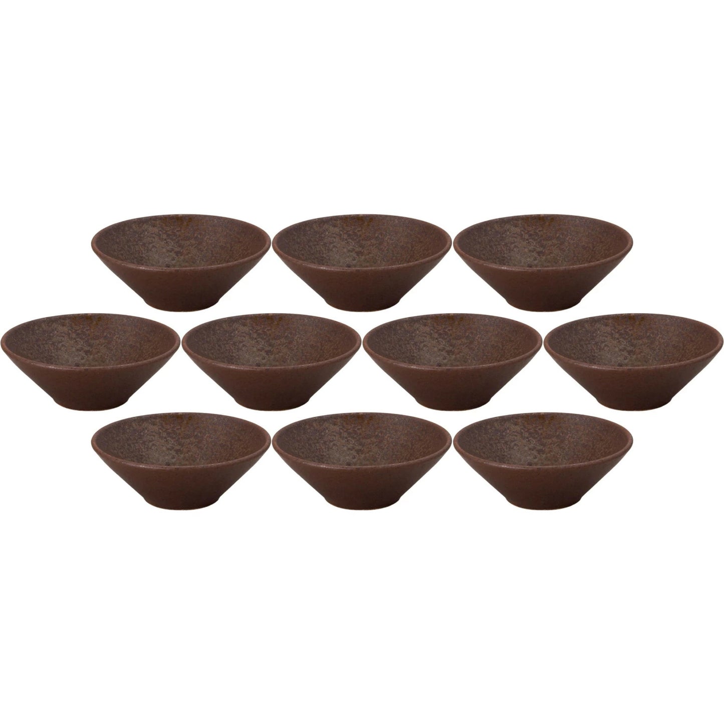 10個セット 水明 12cm浅ボール 赤茶備前 [11.8×4.4cm]