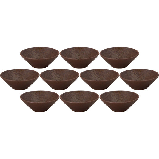 10個セット 水明 12cm浅ボール 赤茶備前 [11.8×4.4cm]