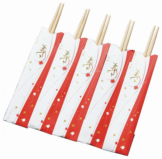 お祝い箸 三ツ折 ５膳入 [●5膳入(箸サイズ:約L24cm)祝い箸(両細)が付いています。]