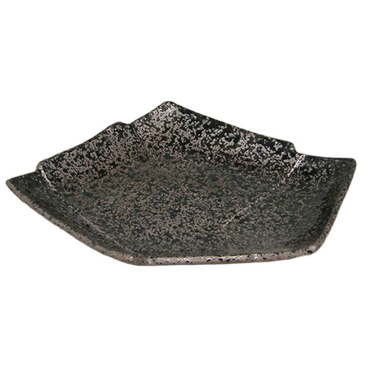(強)黒ちらし 7.0結形皿 [ 21 x 15.5 x H3cm 300g ]