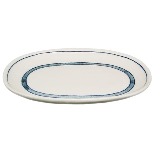 だみ筋 8.0小判形皿 [ 24 x 17 x H2.5cm 440g ]