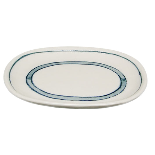 だみ筋 5.5小判形皿 [ 16.5 x 13 x H1.5cm 200g ]