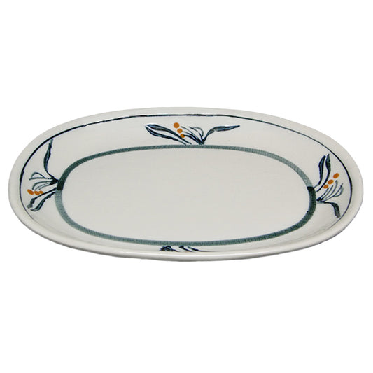 布目花絵 8.0小判皿 [ 24 x 17 x H2.5cm 470g ]