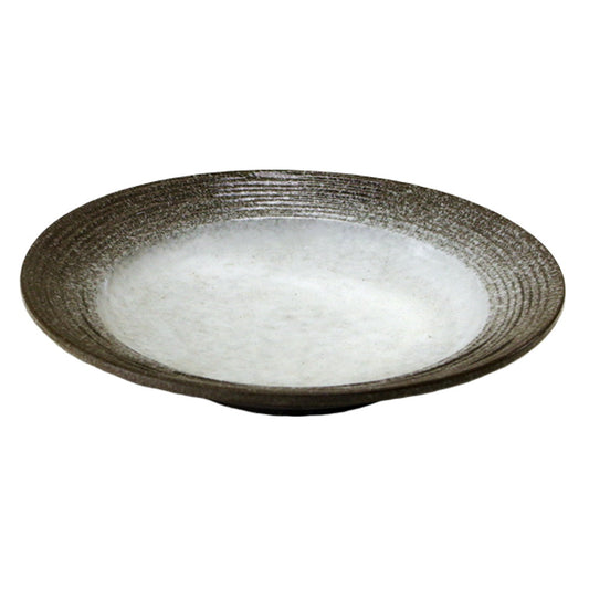 (強)伊賀風白吹(段付)6.0深丸皿 [ Φ18 x H3.5cm 300g ]