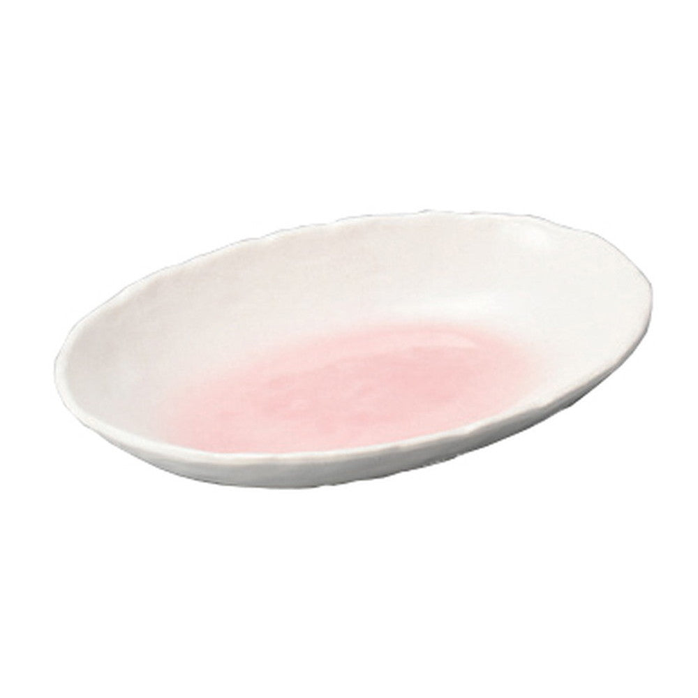 ピンク小判カレー皿 [ 26.8 x 18.2 x 3.9cm ] [楕円盛鉢]