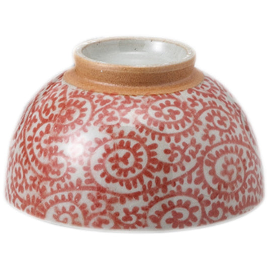 土物タコ唐草赤 茶碗 [ Φ11 x H6.3cm ]