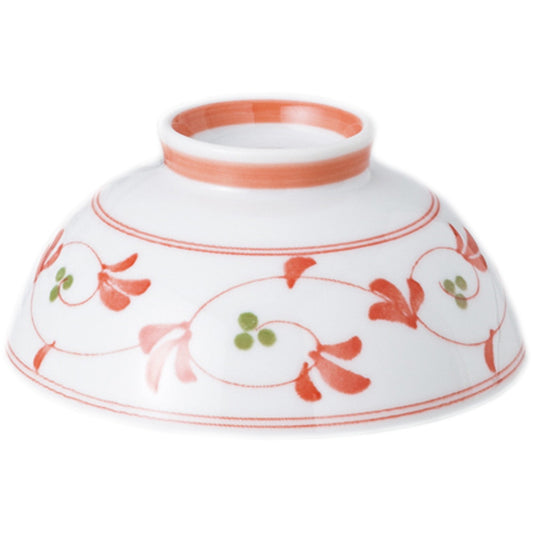 内外栄唐草赤 健康茶碗 [ Φ11.6 x H5.5cm ]