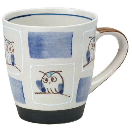 柚子市松ふくろう マグ(青) [ 8.5 x 9cm 300cc ] マグカップ