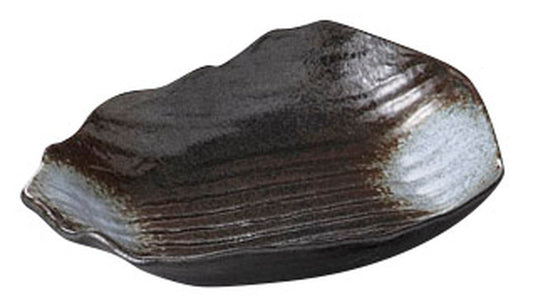 白吹黒水晶岩型刺身鉢 [ 19.5 x 14 x 4.5cm ] [ 刺身皿 ] | 和食 飲食店 旅館 料亭 業務用