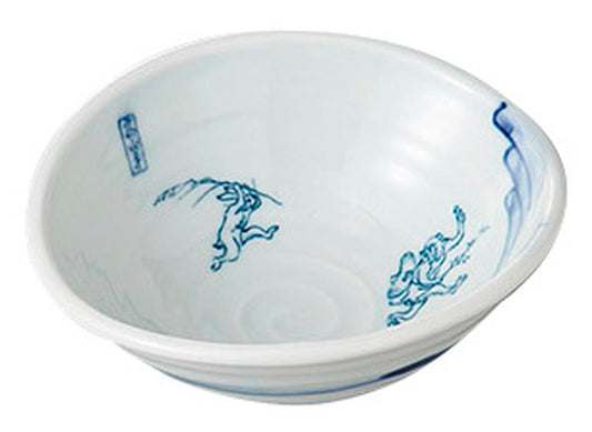 染付鳥獣戯画たわみ小鉢 [ 15.5 x 13.8 x 5.9cm ] [ 向付 ] | 和食 飲食店 旅館 料亭 業務用