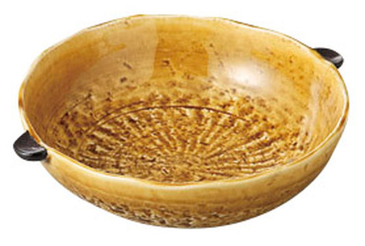 黄瀬戸耳付中鉢 [ 17.5 x 15.5 x 4.5cm ] [ 中鉢 ] | 和食 飲食店 旅館 料亭 業務用
