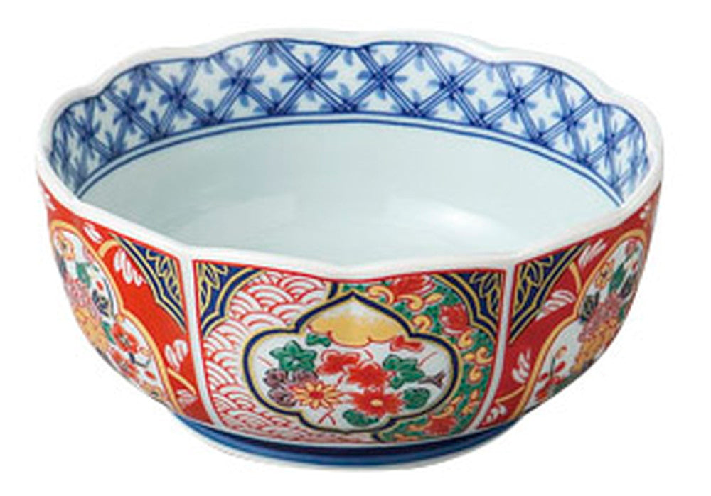 錦唐草木甲菊型小鉢 有田焼 [ 13 x 6.7cm ] [ 中鉢 ] | 和食 飲食店 旅館 料亭 業務用