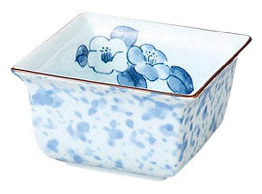 イングレ椿絵反角小鉢 [ 9.8 x 9.8 x 5cm ] [ 角小鉢 ] | 和食 飲食店 旅館 料亭 業務用