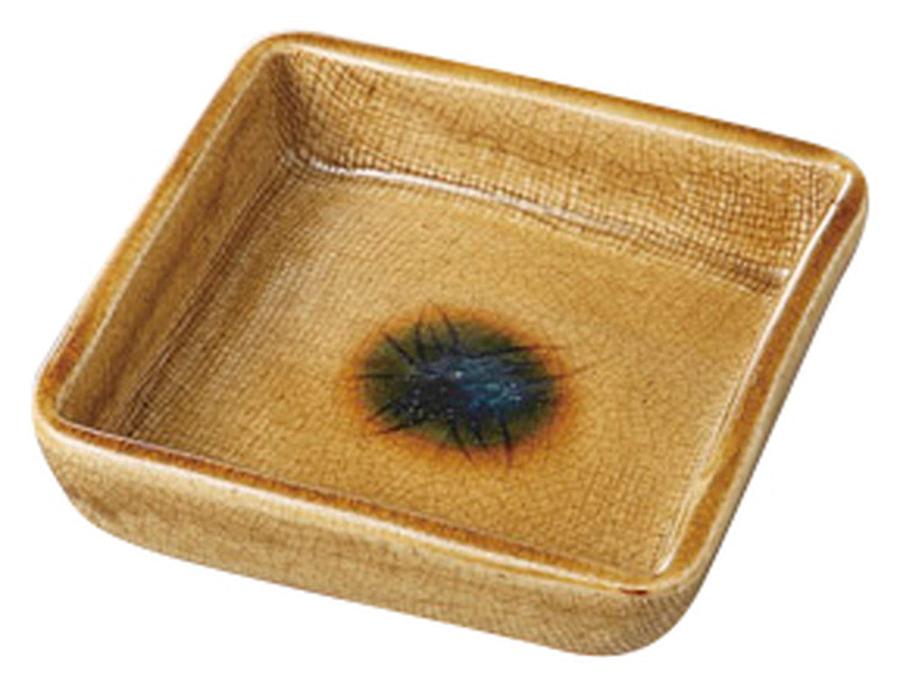 黄瀬戸角鉢 [ 11 x 11 x 3cm ] [ 松花堂 ] | 和食 飲食店 行楽 料亭 業務用