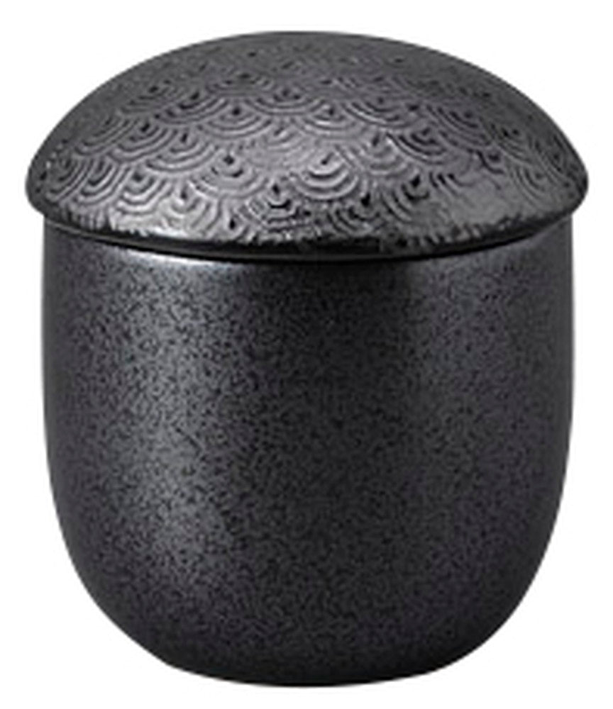 黒四海波小むし [ 7.5 x 8.4cm 160cc ] [ むし碗 ] | 和食 飲食店 旅館 料亭 業務用