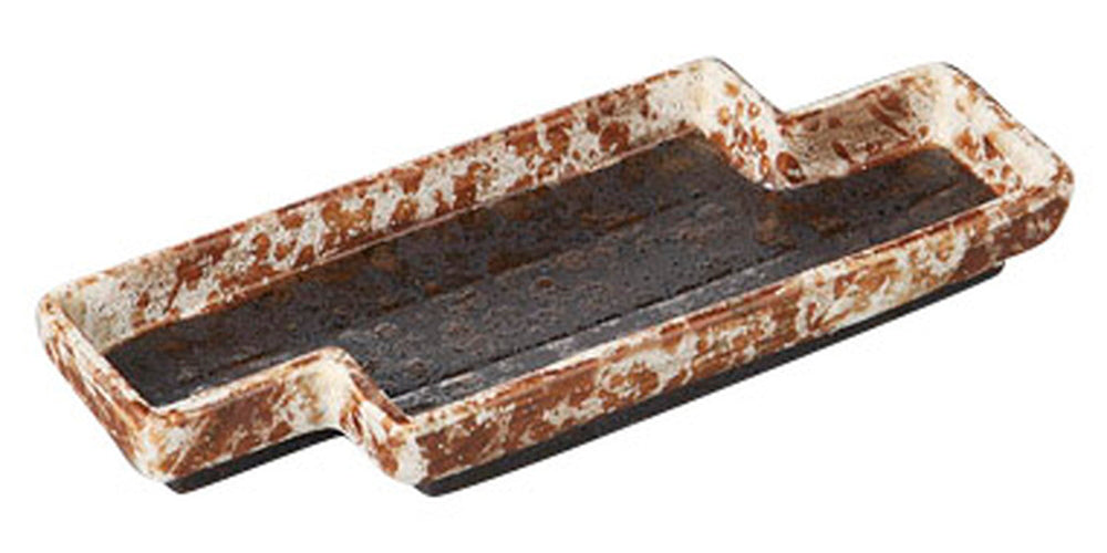 黒伊賀カイラギ八ッ橋付出皿 [ 24.5 x 9.2 x 3.7cm ] [ 前菜皿 ] | 和食 飲食店 旅館 料亭 業務用