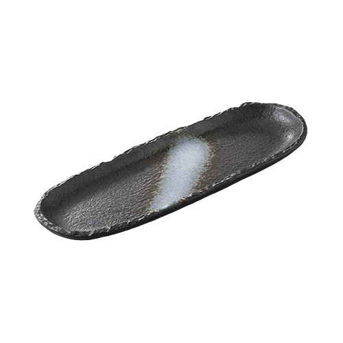 【新みくし】白吹黒水晶10.0楕円長皿 [30.3 x 11 x 2.4cm]