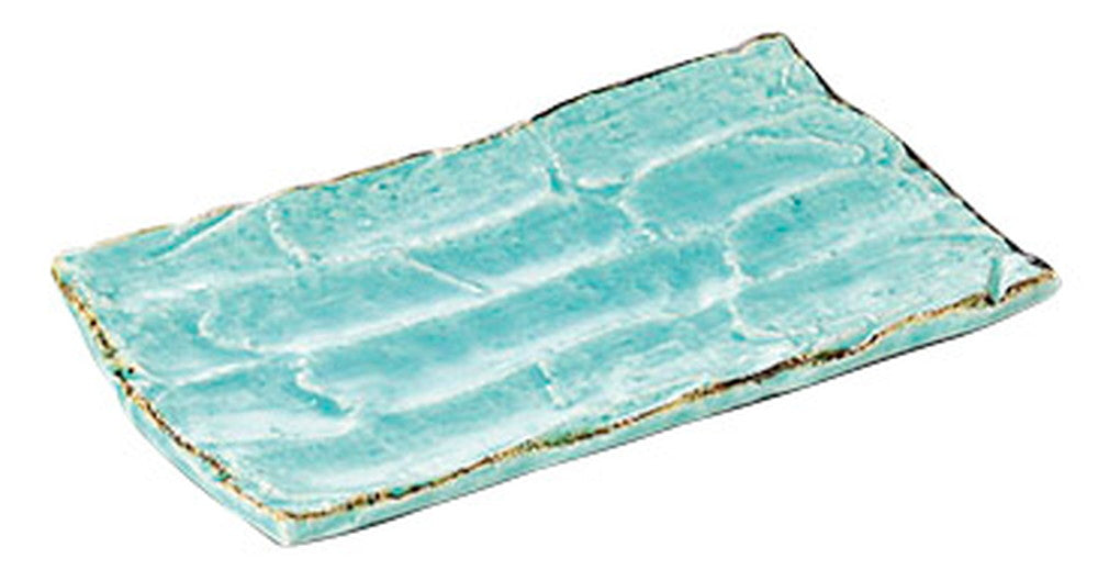 渕錆マリンブルー削ぎ彫長角焼物皿 [ 24.5 x 14.5 x 2.5cm ] [ 焼物皿 ] | 和食 飲食店 旅館 定食屋 業務用