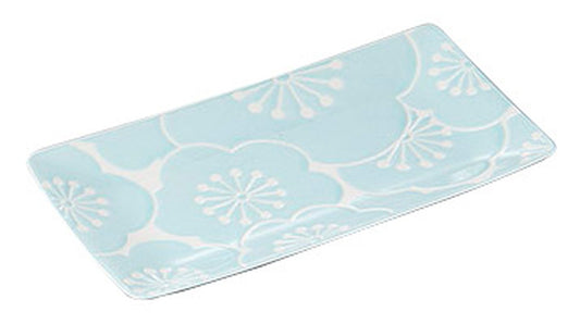 はふり長角皿(梅・青) [ 25 x 13.5 x 1.5cm ] [ 焼物皿 ] | 和食 飲食店 旅館 定食屋 業務用