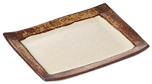 白茶焼物皿 小 [ 19 x 13.5 x 2cm ] [ 焼物皿 ] | 和食 飲食店 旅館 定食屋 業務用