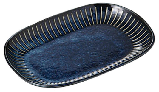 ハスイ十草海碧小判皿 [ 18.5 x 12.5 x 2.3cm ] [ 焼物皿 ] | 和食 飲食店 旅館 定食屋 業務用