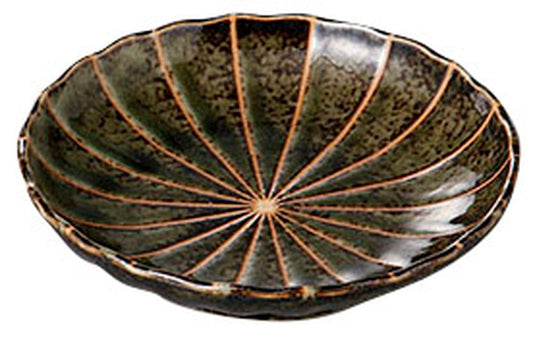 深緑十草菊型5.0皿 [ 16.3 x 3.5cm ] [ 中皿 ] | 和食 飲食店 旅館 料亭 業務用