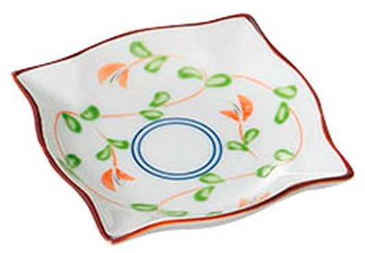 有田焼 廻り赤絵角小皿 [ 8 x 8 x 1.5cm ] [ 小皿 ] | 和食 飲食店 旅館 料亭 業務用