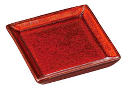 朱赤角小皿 [ 6.1 x 6.1 x 1.3cm ] [ 小皿 ] | 和食 飲食店 旅館 料亭 業務用