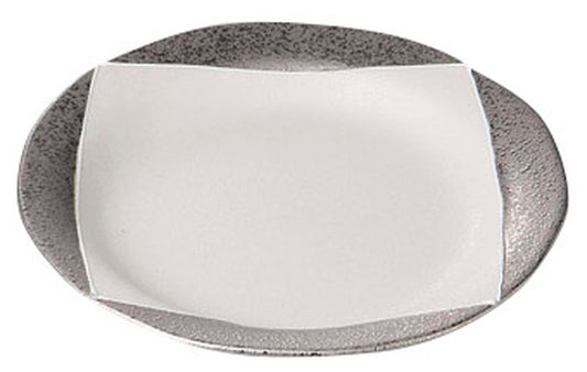 プラチナスクエアつば付6.5寸皿 [ 19.3 x 12.7cm ] [ 丸盛皿 ] | 和食 飲食店 旅館 料亭 業務用