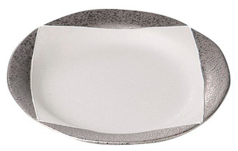 プラチナスクエアつば付6.5寸皿 [ 19.3 x 12.7cm ] [ 丸盛皿 ] | 和食 飲食店 旅館 料亭 業務用