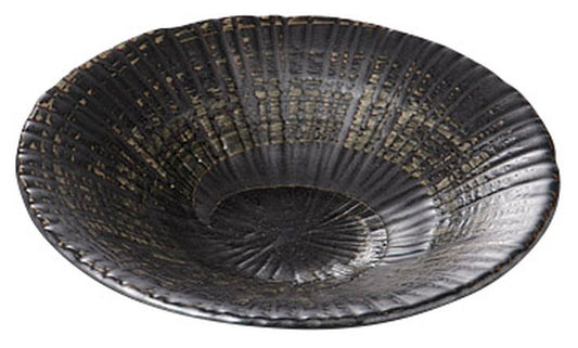 黒渦彫十草型平鉢 [ 19.8 x 4.3cm ] [ 丸盛皿 ] | 和食 飲食店 旅館 料亭 業務用
