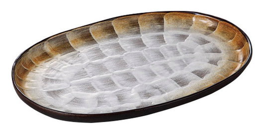 備前志野小判11.0皿 [ 34 x 25 x 2.5cm ] [ 変形盛皿 ] | 和食 飲食店 旅館 料亭 業務用