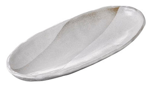 白釉重ね舟形尺盛鉢 [ 33 x 15 x 4cm ] [ 変形盛皿 ] | 和食 飲食店 旅館 料亭 業務用