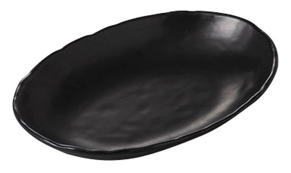 黒釉小判カレー皿 [ 26.6 x 18.4 x 4cm ] [ 変形盛皿 ] | 和食 飲食店 旅館 料亭 業務用