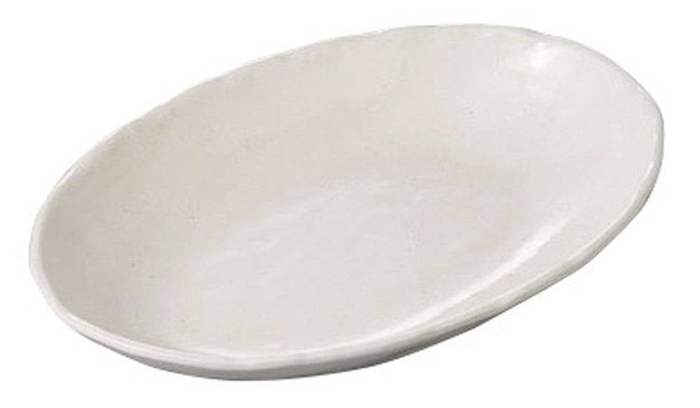 白釉小判カレー皿 [ 26.6 x 18.4 x 4cm ] [ 変形盛皿 ] | 和食 飲食店 旅館 料亭 業務用