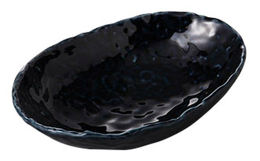 黒瑠璃四ツ足楕円鉢 [ 21.1 x 14.9 x 5.5cm ] [ 変形盛皿 ] | 和食 飲食店 旅館 料亭 業務用
