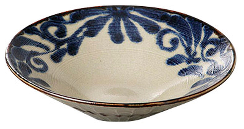 琉球るり唐草しのぎ浅鉢大 [ 24.5 x 6.6cm ] [ 盛鉢 ] | 和食 飲食店 旅館 料亭 業務用